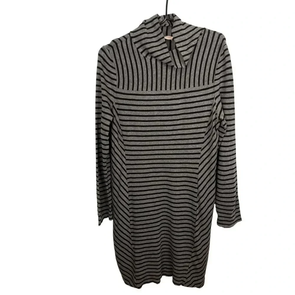 Tory Burch Gray Black Striped Mock Neck Long Sleeve Sweater Dress 30142482
